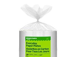 Amazon Basics Everyday Paper Plates in a stack