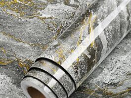 12x317 LACHEERY Gold Grey Marble Waterproof Self Adhesive Contact Paper