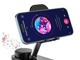 LBSC Wireless Bluetooth Speaker with Phone Stand in black