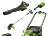 $549.00 – Greenworks PRO 80-volt Cordless Battery String Trimmer and Leaf Blower and Lawn Mower and Combo Kit 4 Ah (Battery Included) (Charger Included) Greenworks PRO 80-volt Cordless Battery String Trimmer, Leaf Blower and Lawn Mower Combo Kit