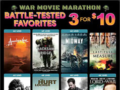 $9.00 – Fanflix: War Movie/TV Digital Titles 3 for $9 Digital copies of Apocalypse Now, Hacksaw Ridge, Midway, The Last Full Measure, Rambo First Blood, The Hurt Locker, Mile 22,