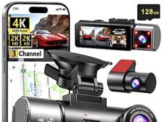 $50.99 – FAIMEE 3-Channel Dual-WiFi Dash Cam (4K Front + 2K Rear & Cabin) w/ GPS & 128GB Card + Free Shipping FAIMEE 3-Channel Dual-WiFi Dash Cam with GPS and 128GB Card