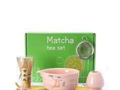 $8.39 – 7-Piece Matcha Whisk Set w/ Ceramic Bowl, Bamboo Whisk, Scoop, Holder & Sifter (Pink) + Free Shipping w/ Prime or on $35+ 7-Piece Matcha Whisk Set in Pink on Amazon