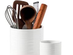 $14.49 – 2-Pack 7.4″+5.5″ HASENSE Ceramic Utensil Holder for Counter + Free Shipping w/ Prime or on $35+ 2-Pack HASENSE Ceramic Utensil Holder (White)