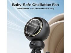 $14.99 – Bearwind Mini Portable Stroller Fan – 60° Auto Oscillation, Quiet USB-C Rechargeable Baby Fan, 4 Speeds, Night Light & Warning Light, Flexible Tripod Bearwind Mini Portable Stroller Fan on a stroller