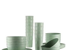 $9.88 – Mainstays 30-Piece Plastic Etched Pattern Dinnerware Bundle Sets, 4 colors/styles, , Walmart Mainstays 30-Piece Plastic Etched Pattern Dinnerware Bundle Set in four colors/styles