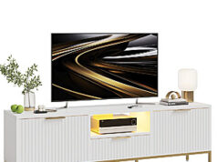$129.99 – 70″ Mercer41 Brilyn Fluted Media Console TV Stand w/ RGB Light (White) + Free Shipping 70" Mercer41 Brilyn Fluted Media Console TV Stand with RGB Light in white
