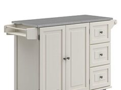$144.59 – Homestyles Stainless Steel Top Kitchen Cart Rolling Mobile Island (Off White) + Free Shipping Homestyles Stainless Steel Top Kitchen Cart (Off White)