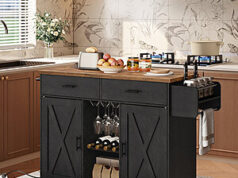 $123.99 – Deal on 43.3″ Mayrani Rolling Kitchen Island w/ Storage and Power Outlet (Brown/Black) – Now + Free Shipping 43.3" Mayrani Rolling Kitchen Island with storage and power outlet in brown/black