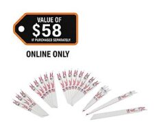 $13.33 – : Milwaukee SAWZALL Bi-Metal Wood and Metal Cutting Reciprocating Saw Blade Set (20-Piece) at HomeDepot Milwaukee SAWZALL reciprocating saw blade set in a tool box