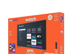 $238.00 – onn 65” Class 4K UHD Roku Smart Television, $238, free shipping/pickup, Walmart Onn 65 Class 4K UHD Roku Smart Television