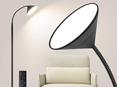 $20.09 – 76″ mukuxin 18W/1800LM Dimmable/Adjustable LED Reading Floor Lamp + Free Shipping w/ Prime or on $35+ 76" mukuxin LED Reading Floor Lamp in black