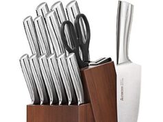 $24.99 – 15-Piece Astercook Dishwasher Safe Stainless Steel Kitchen Knife Set w/ Storage Block & Built-in Sharpener + Free Shipping 15-Piece Astercook Dishwasher Safe Stainless Steel Kitchen Knife Set with Storage Block and Built-in Sharpener