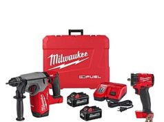 $349.00 – Milwaukee M18 FUEL 18V Lith-Ion Brushless 1 in. Cordless SDS-Plus Rotary Hammer Kit w/ (2) 6Ah HO Batteries & 3/8 in. Impact Wrench – Lowest Price at The Home Depot Milwaukee M18 FUEL Rotary Hammer Kit with two 6Ah batteries and an impact wrench at The Home Depot