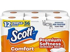 $16.58 – SnS, AC | 4 × 12-Ct 231-Sheets Scott ComfortPlus Double Roll Toilet Paper ($4.15 each) at Amazon 4-pack of Scott ComfortPlus Double Roll Toilet Paper