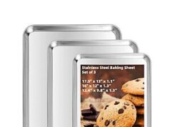 $11.99 – Baking Sheet Set of 3, Heavy-Duty Stainless-Steel Baking Pans (12/16/17.5 Inch) Baking Sheet Set of 3 on Amazon