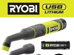 $29.97 – RYOBI USB Lithium Cordless Compact Detail Scrubber Kit w/ 2Ah Battery, Charging Cable & (3) Head Attachments-Med, Hard & Scour Ryobi USB Lithium Cordless Compact Detail Scrubber Kit