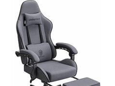 $99.99 – Dowinx LS-6658 Fabric Gaming Chair w/ Massage Lumbar Support & Footrest (Dark Grey) + Free Shipping Dowinx LS-6658 dark grey gaming chair with massage lumbar support and footrest