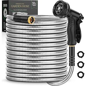 Itsonestep garden hose on sale Itsonestep Stainless Steel Garden Hose with 10-Function Nozzle
