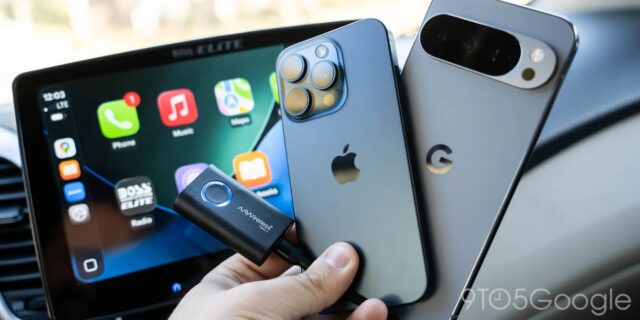 AAWireless TWO Android Auto & CarPlay adapters in car