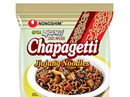 Nongshim Chapagetti microwavable ramen noodles in a red box