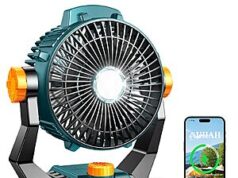 $14.99 – AUIIAH Rechargeable Battery Powered Camping Fan w/ LED Light – Lowest Price Ever with Coupon Code MVQJB8HW AUIIAH Rechargeable Battery Powered Camping Fan w/ LED Light