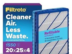 $16.10 – SnS, AC | Filtrete 20x25x4 Refillable Air Filter Starter Kit, MPR 1550, MERV 12, 1 Reusable Air Filter Frame & 2 Air Filters, Fits Honeywell & Lennox at Amazon Filtrete Refillable Air Filter Starter Kit on Amazon