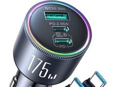 $11.10 – Prime Deal: 3-Port Joyroom 175W USB-C & USB-A QC 3.0 Car Charger w/ 4′ 100W USB-C Cable + Free Shipping 3-Port Joyroom car charger with USB-C cables
