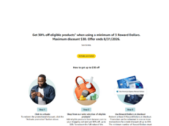 AMEX: Get 30% off eligible products¹ when using a minimum of 3 Reward Dollars AMEX offer icon on an Amazon shopping bag
