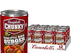 $12.90 – SnS, AC | 12-Pack 18.8-Oz Campbell’s Chunky Texas-Style BBQ Burger with Natural Smoke Flavor Soup at Amazon ($1.07 each) 12-Pack 18.8-Oz Campbell's Chunky Texas-Style BBQ Burger with Natural Smoke Flavor Soup at Amazon