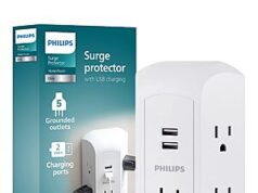 $14.49 – Philips 5 Outlet Surge Protector with 2 USB A (560 Joules, White) + Free Shipping w/ Prime or on orders $35+ at Amazon Philips SPS5002WA/37 white surge protector with USB-A ports