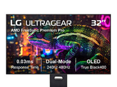 $758.00 – (Open Box) LG UltraGear 32″ 4K OLED Dual-Mode 480Hz Gaming Monitor w/ AMD FreeSync Pro + Free Shipping open box ultragear oled product image
