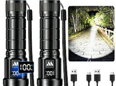 $10.99 – 2-Pk Wdtpro LED USB-C Rechargeable Tactical Flashlight w/ Zoom on Sale for ($5.50 Ea) + Free Shipping 2-Pk Wdtpro LED USB-C Rechargeable Tactical Flashlight w/ Zoom