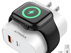 $8.82 – VONUV 3-in-1 20W USB-C Dual-Port Fast Charging Block w/ Magnetic Wireless Adapter for Apple Watch + Free Shipping w/ Prime or on $35+ VONUV USB-C Dual Port Fast Charging Block with Apple Watch adapter