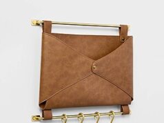 $12.50 – Threshold Entryway Organizer Wall Mounted Mail Holder w/ Hooks (Brown Faux Leather and Gold) – Lowest Price Ever at Target Threshold Entryway Organizer wall-mounted mail holder in brown faux leather and gold hooks