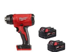 $199.00 – Milwaukee M18 18V Lithium-Ion Cordless Compact Heat Gun w/(2) M18 5.0 Ah Batteries $199 Milwaukee M18 Cordless Compact Heat Gun with two 5.0 Ah batteries