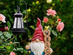 $8.54 – PETAFLOP Solar Garden Gnome Statue Decor w/ Welcome Sign + Free Shipping PETAFLOP Solar Garden Gnome Statue Decor with Welcome Sign