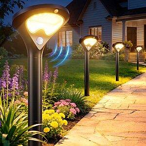 deal-1265 6-Count ELECLINK 400LM Motion Sensor Solar Pathway Lights w/ 3 Modes & Large Glass Solar Panel ( ea