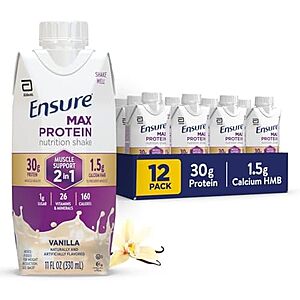 [SnS, AC] ** | 12-Pack 11-Oz Ensure Max Protein Nutrition Shake (Vanilla) at Amazon (75.4￠ each)