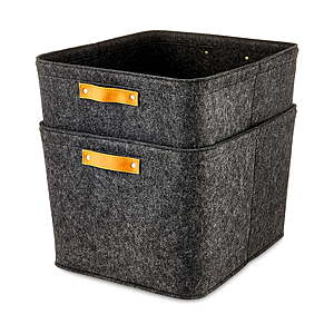 2-Pack Mainstays 15" x 11" x 7.87" Felt Storage Basket (Dark Gray) + Free Shipping w/ Walmart+ or o