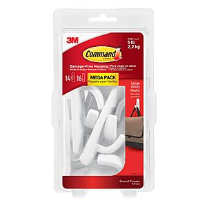 14-Count Command 5 lb Large Utility Hooks w/ Prime s/h