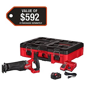 deal-1403 M18 FUEL18V Brushless SAWZALL w/PACKOUT Tool-Box (1) 5.0 Battery & Charger FREE 32 piece blade set