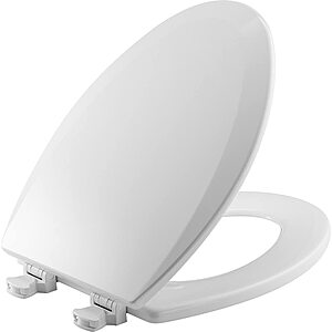 deal-1405 Bemis Wood Elongated Toilet Seat, Easy Clean Hinges, White + Free S&H w/ Prime or +