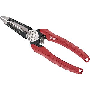 deal-1407 7.75" Milwaukee Combination Electricians 6-in-1 Wire Strippers Pliers + Free Shipping w/ Prime or o