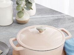 $19.86 – 5-Quart Mingle & Co. Fluted Enameled Cast Iron Dutch Oven (Pink) + Free Shipping on $49+ 5-Quart Mingle & Co. Fluted Enameled Cast Iron Dutch Oven (Pink) + Free Shipping on +