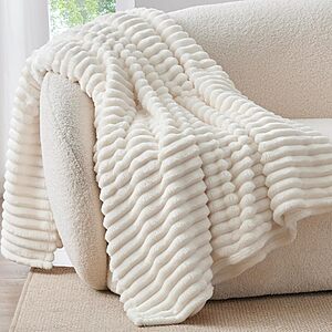 deal-1472 Prime: 50" x 60" BEDELITE 300GSM Fluffy Fleece Throw Blanket (Cream) + Free Shipping w/ Prime or on