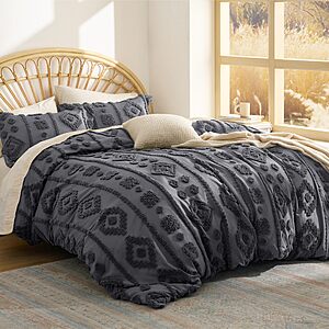 deal-1532 3-Piece Bedsure Boho Tufted Comforter Set (Queen, Distressed Vintage Colors) from + Free Shipping w
