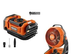 $119.00 – RIDGID 18V Dual Function Cordless Inflator with Accessories and 18V Cordless Hybrid Jobsite Fan (Tools Only), $119, FS, Home Depot RIDGID 18V Dual Function Cordless Inflator with Accessories and 18V Cordless Hybrid Jobsite Fan (Too