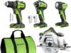 $156.17 – Greenworks 24V 4-Tool Combo Kit w/ 1/2″ Drill, 1/4″ Impact Driver, 6.5″ Circular Saw, 200Lm Flashlight, 4.0Ah & 2.0Ah Batteries & 65W Charger + Free Shipping Greenworks 24V 4-Tool Combo Kit w/ 1/2" Drill, 1/4" Impact Driver, 6.5" Circular Saw, 200Lm Flashlig