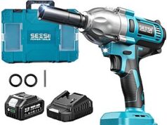 $54.14 – Seesii 21V 1/2″ Cordless Impact Wrench 665 FT-LBS w/ 4.0Ah Battery, 6 Sockets & Case – + Free Shipping with Promo Code R4YUC3PS Seesii 21V Cordless Impact Wrench in use
